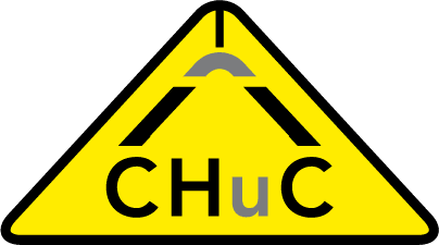 CHuC hoist logo - black and grey on yellow background